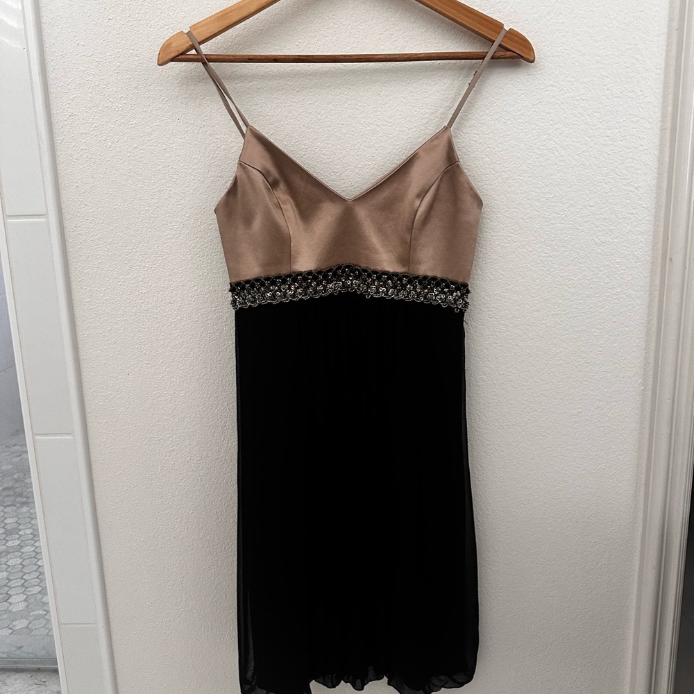 Elegant Black and Tan Mini Dress